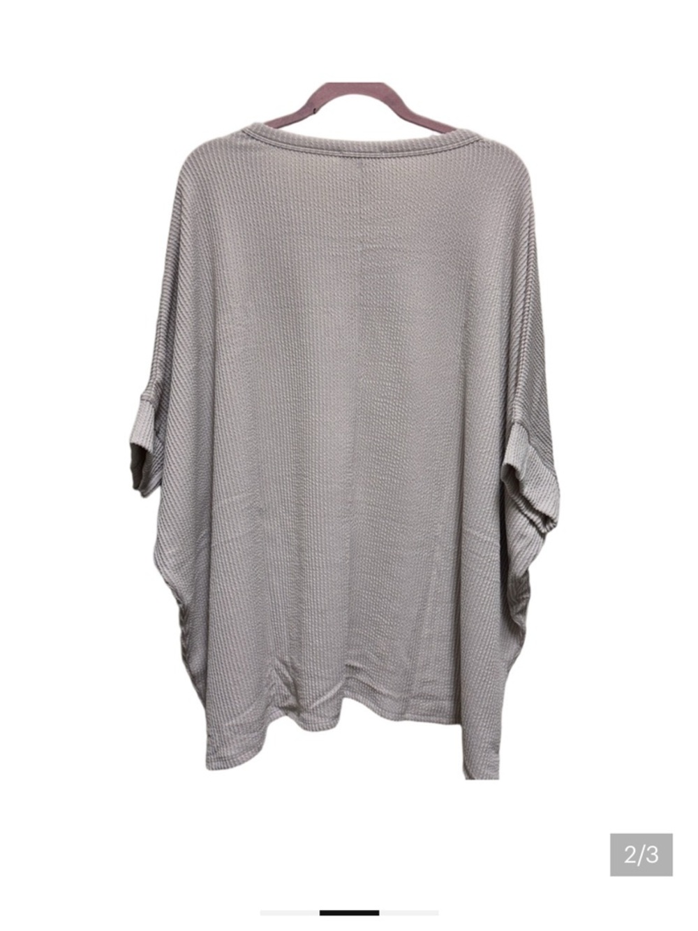Light Grey Waffle Knit Oversized Top